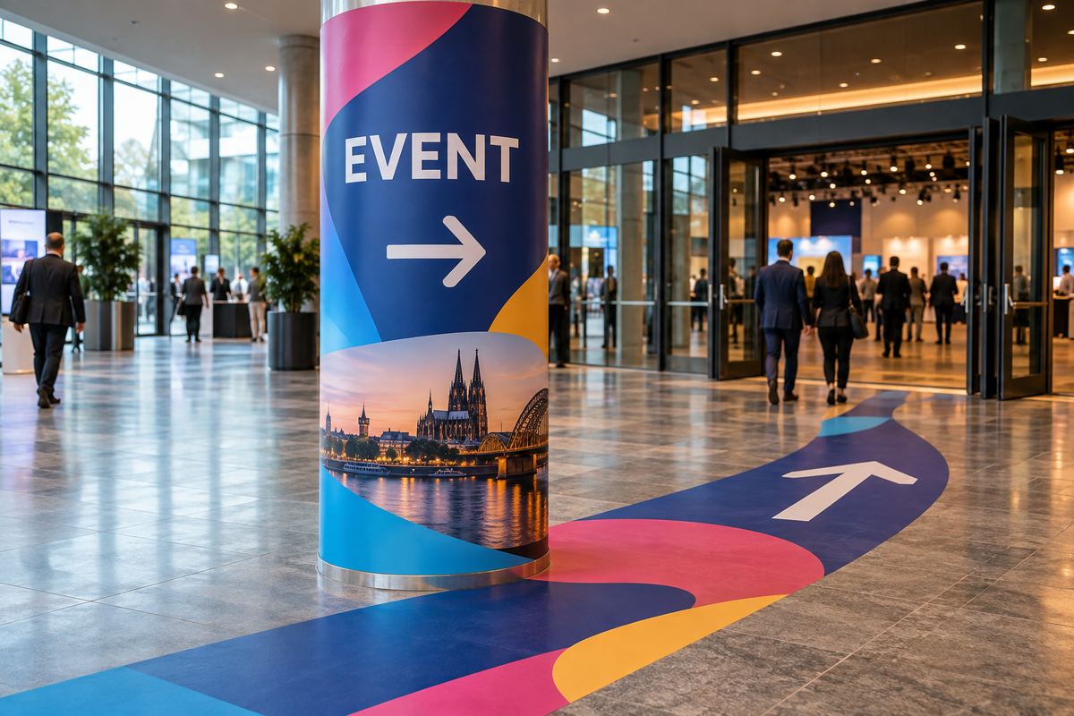 Säulenbranding als Beispiel für Event- und Innenraumwerbung